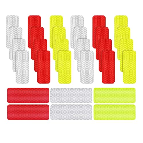 AEIOPRS 30 Pegatinas Reflectantes de Alta Visibilidad para Casco de Motocicleta, Coche, Bicicleta Impermeables Seguridad para Pesca y Snowboard