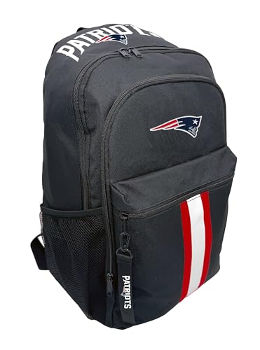Image of NFL New England Patriots Backpack - Triple Stripe Wordmark Design with Keychain