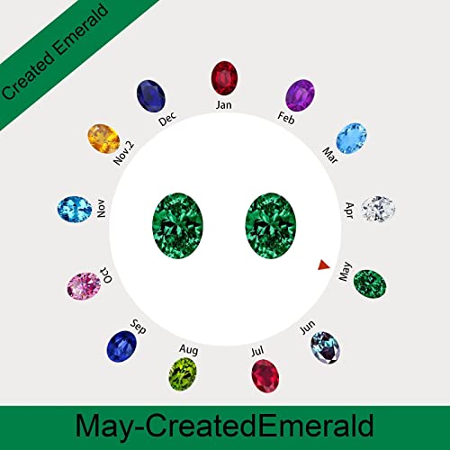 925 Sterling Silver Oval Stud Earrings For Women, Green May Birthstone Created Emerald Earrings Earrings Jewelry Mothers Valentines Day Gifts For Women Teen Girl Her Mom Girlfriend Wife Birthday #TOP5