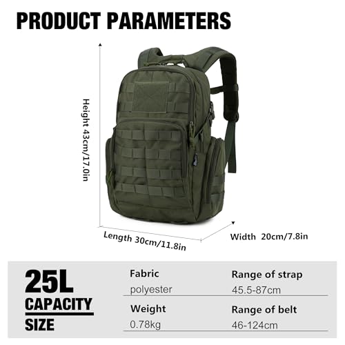 Foto von Mardingtop 25L Rucksack Herren Trekkingrucksacke Militär Rucksack mit MOLLE-System Tactical Backpack für Assault Wandern Reisen Outdoor