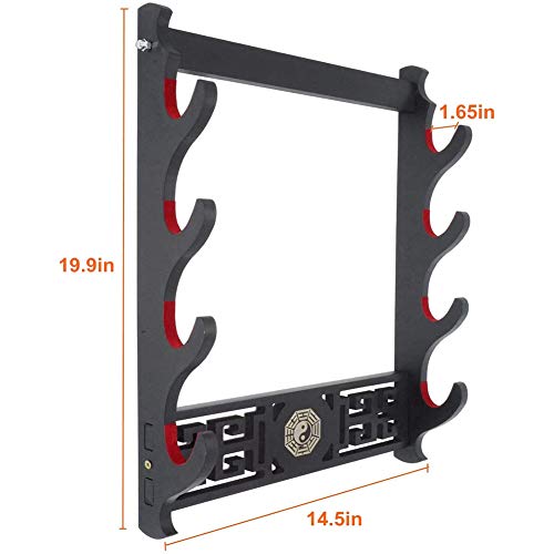 Z-fiber Schwert Wandhalterung Schwerthalter Display Stand Gepolstert Katana Wakizashi Genji und Samurai Schwerter Klatschmuster,4 Tier