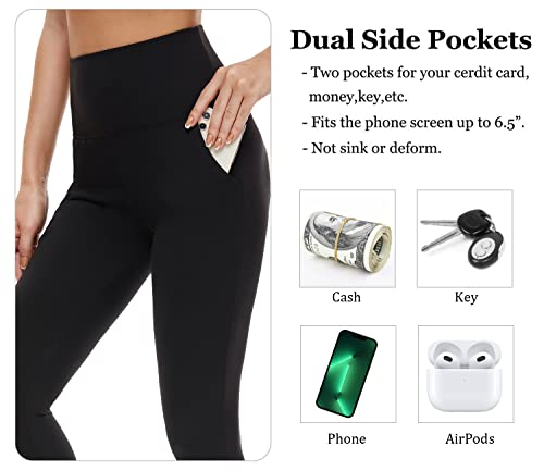 Buttery Soft Leggings For Women - High Waisted Tummy Control No See Through Workout Yoga Pants (1-Black (With Pockets), Large-X-Large) #TOP1