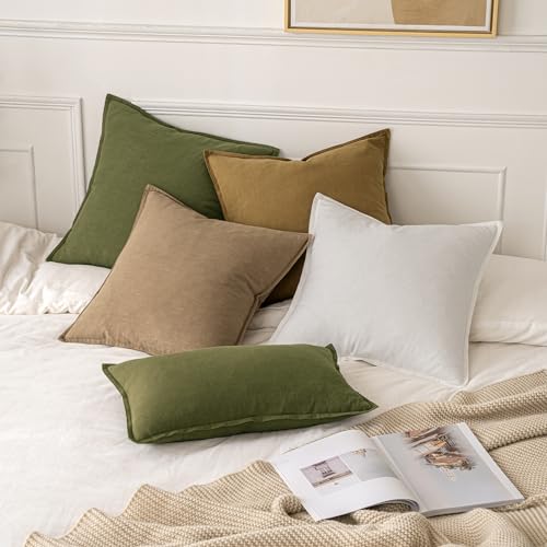 Image of MIULEE Decorative Linen Pillow Covers 20x20 Inch Khaki Boho Farmhouse Neutral Winter Couch Throw Pillows for Bed Pack of 2 Accent Modern Pillowcase Sofa Livingroom Home Decor