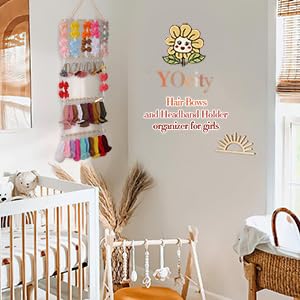YOcity Baby Headband Holder and Organizer - Holds Head Bands, Bows & Accessories - Storage for Toddler Nursery & Girl's Room (Beige) — view 6