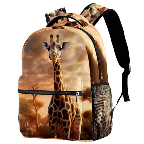Sac à dos voyage enfant avec porte-bouteille motif girafes multicolore unique
