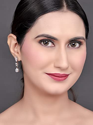 Image of Pissara Exclusive 925 Sterling Silver Valentine Day Gift Cubic Zirconia Earrings For Women And Girls|with Authenticity Certificate, 925 Stamp & 6 Months Warranty (E104596)