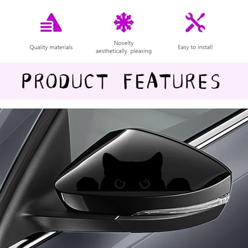 DXNQ Peeking Sneaky Cat Sticker, Waterproof Strong Adhesive Decals with Curious Black Cat Graphic, Removable Funny Peeking Black Cats Sticker for Car Window Laptop, Car Accessories (Fretwork) - Thumbnail 3