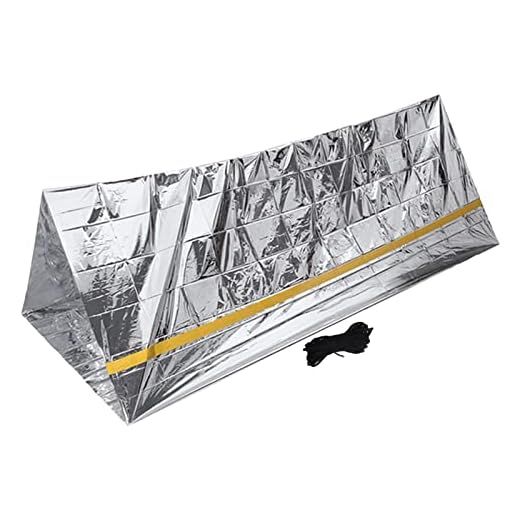 Emergency Tent Reusable Foldable Emergency Tent, Emergency Shelter Survival Shelter Tent Lightweight PET Aluminum Film Thermal Blanket Tent Set Survival Shelter for Hiking