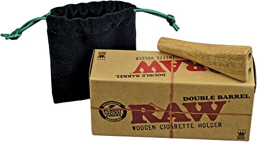 Raw Double Barrel Wooden Cigarette Holder 3.15" With Felt Carry Bag #TOP1