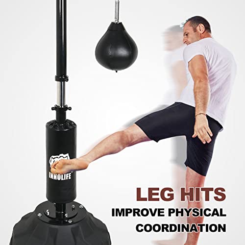 INNOLIFE Boxing Equipment 360° Spinning Bar Free Standing with 2 Punching Ball,Boxing Training Target Reflex Speed Bag