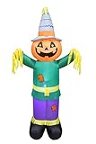 6 Foot Tall Happy Thanksgiving Halloween Inflatable Pumpkin Scarecrow LED Lights Decor Outdoor Indoor Holiday Decorations, Blow up Lighted Yard Decor, Giant Lawn Inflatables Home Family Outside