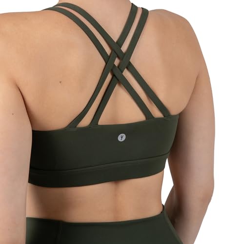 Image of YITTY Active Women's Ultraluxe Strappy Medium Impact Bra, Athleisure, 4-Way-Stretch