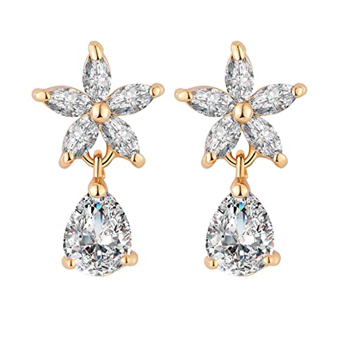 Boucles d'oreilles Feng Shui en or 9K et moissanite scintillante pour femme