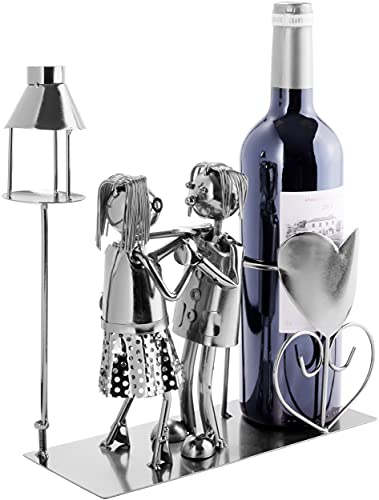 Miniatura 2 de Brubaker Portabotellas De Vino Con Farol Para Candelita - Escultura Metálica Portabotellas - 26,5 Cm - Regalo De Vino Para Parejas - Con Tarjeta De Felicitación