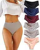 FINETOO High Waisted Underwear for Women Seamless Panties Bikini High Cut No Show Sexy Cheeky Panties 6 Pack