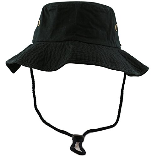 The Hat Depot 300N1510 Wide Brim Foldable Double-Sided Outdoor Boonie Bucket Hat (L/Xl, 2. Cotton - Black) #TOP4