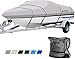 Leader Accessories 600D Polyester 5 Colors Waterproof Trailerable Runabout Boat Cover Fit V-Hull Tri-Hull Fishing Ski Pro-Style Bass Boats,Full Size (17'-19'L Beam Width up to 96'', Grey)