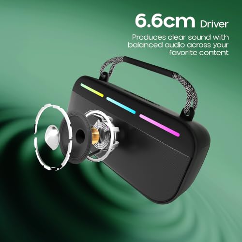 Image of Zebronics Sound Feast 45 Portable Bluetooth Speaker, 20W RMS, Up to 5h Playback, 6.6cm Driver, Deep Bass, 4 RGB Modes, BT v5.4, USB, mSD, TWS, Type-C Charging, Carry Handle (Black)