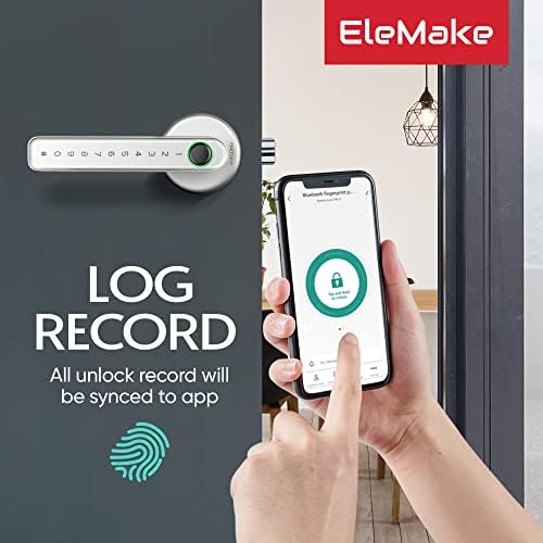 Smart Door Lock, Fingerprint Door Lock, Smart Lever Door Lock with Bluetooth APP Control/Code/Backup Key/Fingerprint Smart Door Lock Perfect for Apartment Office Home Silver