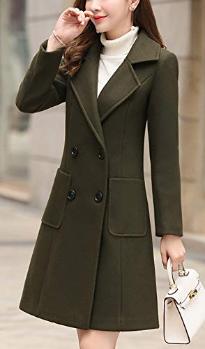 Image of chouyatou Women Elegant Notched Collar Double Breasted Wool Blend Over Coat