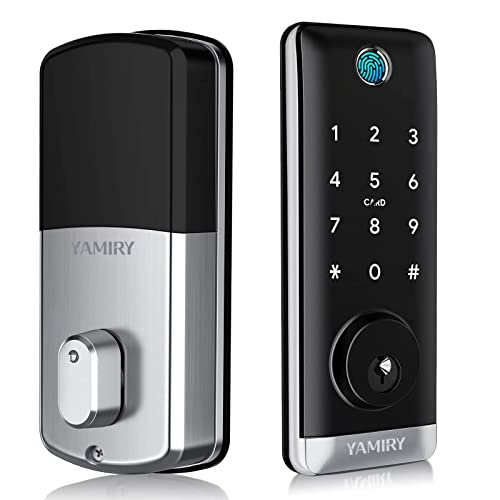 Keyless Entry Door Lock, Yamiry Smart Locks for Front Door, Smart Deadbolt, Electronic Digital Door Lock, Biometric Fingerprint Door Lock, Bluetooth APP Door Lock with Keypad