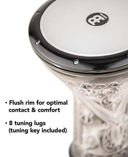 Meinl Percussion Bass Doumbek, Large Size with Hand Engraved Cast Aluminum Shell — Made in Turkey — 10" Tunable All-Weather Synthetic Head, 2-Year Warranty, 0 (HE-3218) - Thumbnail 4