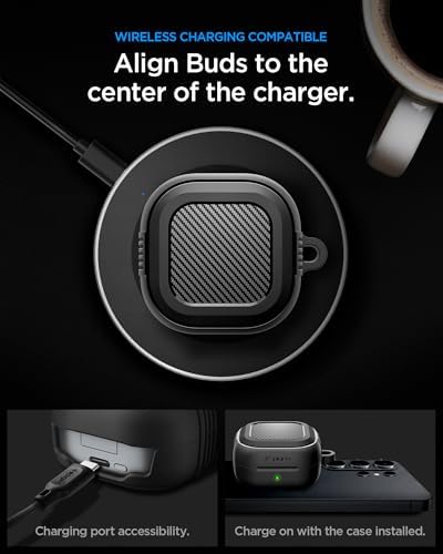 Spigen for Samsung Galaxy Buds 4 Pro Case/Galaxy Buds 4 Case (2026), Rugged Armor Drop-Protection Cover with Carabiner - Matte Black - 5