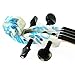 Kinglos 4/4 White Blue Flower Colored Solid Wood Intermediate-A Electric/Silent Violin Kit with Ebony Fittings Full Size (DSZA1201)