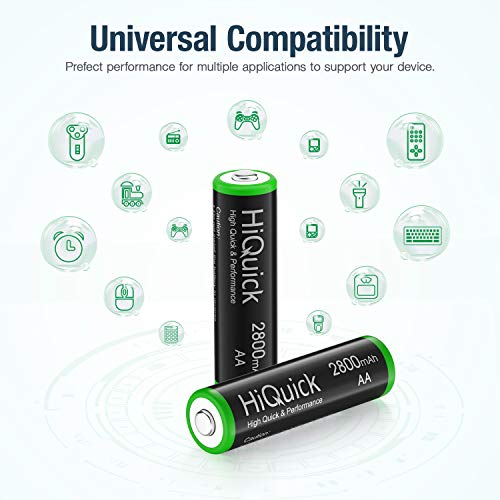 HiQuick 16Pcs 2800mAh NI-MH AA Rechargeable Batteries High Capacity 1.2V NI-MH Low Self Discharge Rechargeable Battery (Pack of 16) - Image 3