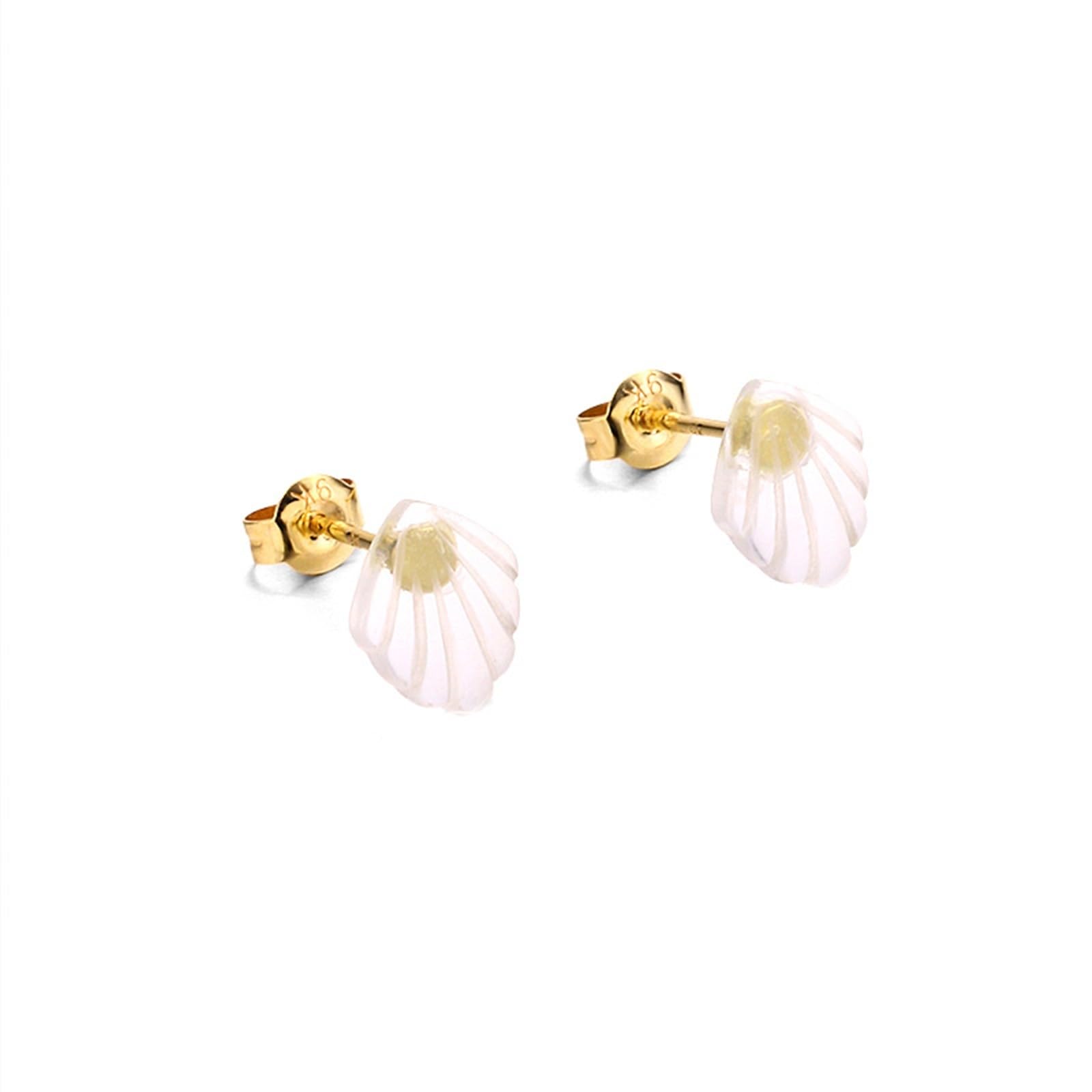 Pendientes de concha marina, aretes de cristal de oro amarillo de 18 quilates, joyería fina, regalos para cumpleaños y aniversario