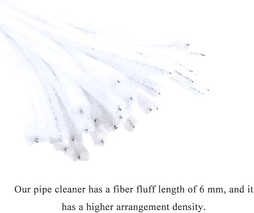 Miniatura 4 de HAHIYO 12 pulgadas x 0.236 in blanco 70 piezas de limpiador de pipas de felpilla para manualidades, tallo de felpilla extra largo, tallo de tubo,