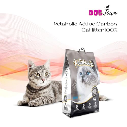 Image of Petaholic Active Carbon cat litter100% Natural | Dust Free | Super Absorbent | Chemical Free | ((10L) (Pack of 1) (Pack of 1)