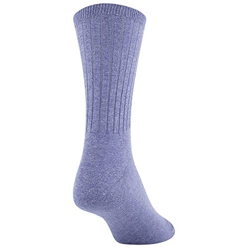 Gold Toe Women's Casual Ribbed Crew Socks, 6 Pairs, Blue, Teal, Grey