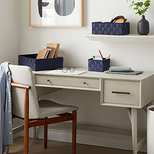 Motifeur Decorative Woven Strap Set Of 4 Nesting Baskets, Bathroom Countertop Storage Bins, Handmade Organization Containers For Home Shelves, Bedroom Cabinets Closets And Kitchen Pantry (Navy) #TOP3