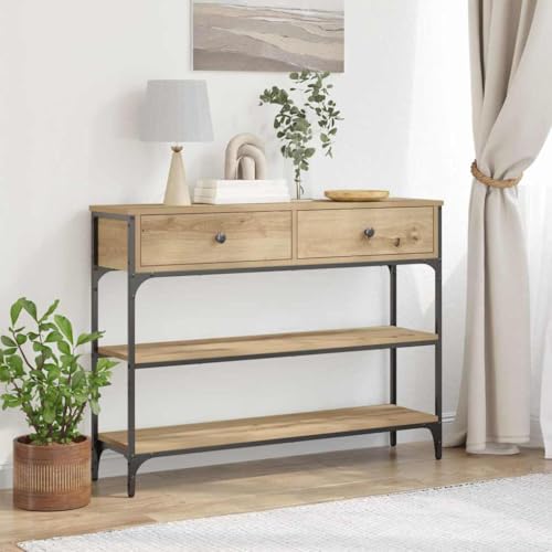Mesa consola de pasillo en madera de roble para decorar tu entrada 2