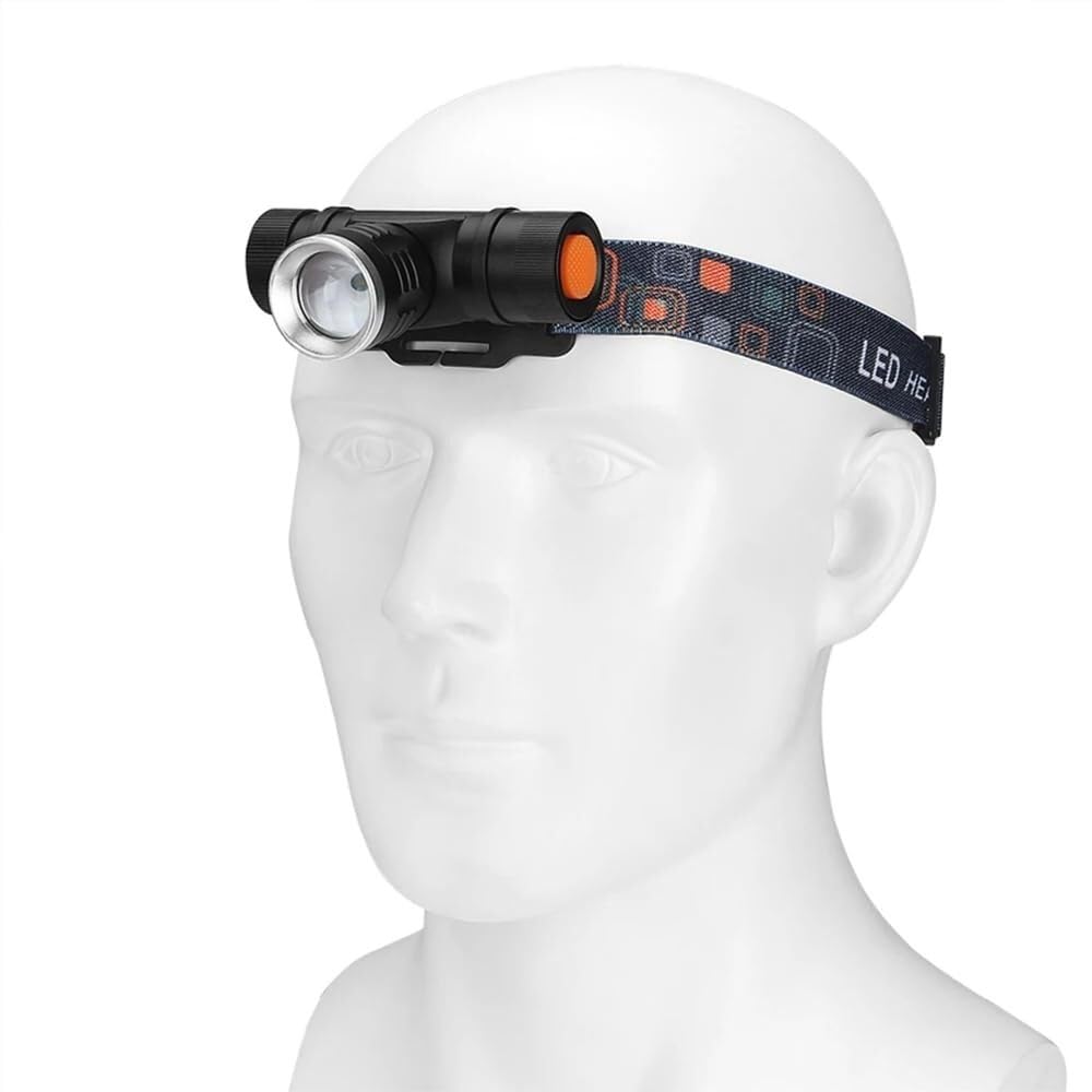 Lampe Frontale LED zoomable, Phare de pêche, 3 Modes, étanche, Super Lumineuse, éclairage de Camping alimenté