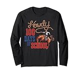 Howdy 100 Days Of School Western Cowboy Teacher Rodeo Long Sleeve T-Shirt