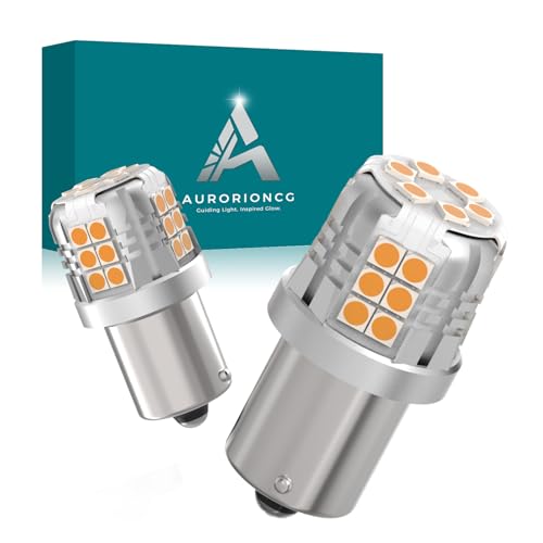AURORIONCG 2PCS PY21W Bombillas LED 12V Ámbar BAU15S LED Luces Intermitentes 800LM [Non Canbus]