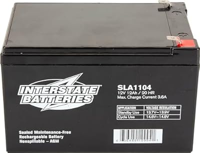 Interstate Batteries 12V 12Ah Battery (F2 Terminal) SLA AGM VRLA Rechargeable Replacement for Electric Fences, Generators, Medical Devices, Universal Power (SLA1104)
