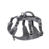 Huntboo Ontsnapbestendig Hondentuig Medium, Anti-Trek Hondentuig met Handvat, Ademend, Verstelbaar, Reflecterende, Lichtgewicht Hondentuig voor Kleine en Grote Honden Buiten (Zwart,L