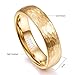 Vakki 6mm Gold Hammered Tungsten Carbide Ring for Men Women Domed Wedding Band Size 12