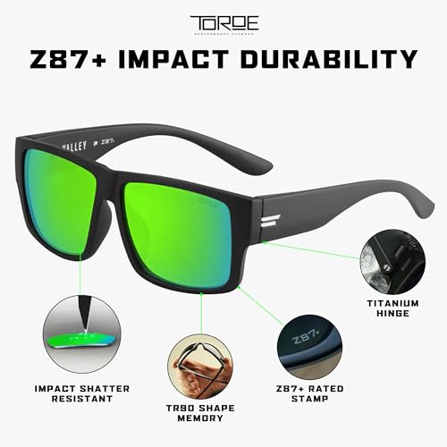 Image of TOROE Z87+ Polarized Safety Sunglasses Matte Black TR90 Frame, ANSI Rated Lens