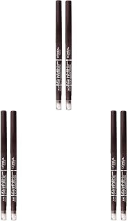 L'Oreal Paris Makeup Infallible Never Fail Original Mechanical Pencil Eyeliner with Built in Sharpener, Black Brown, 0.008 oz., 2 Count (Pack of 3)