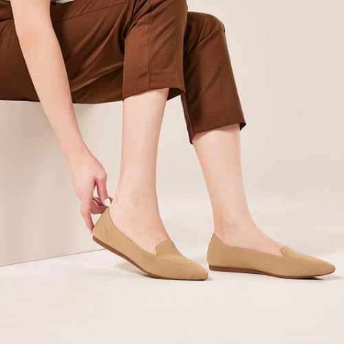 Image of Frank Mully Women's Casual Loafer Flats Slip On Loafer Shoes Comfortable Knit Flat Shoes Classics Pointy Toe Loafer Flats,for Work,Travel