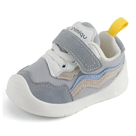 LACOFIA Zapatillas Bebé Zapatos Primeros Pasos Bebé Niño Calzado de Deporte Infantil con Suela Goma Antideslizante Gris 23(CN 21)
