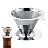 Oldmoom Paperless Reusable Coffee Filter | Pour Over Stainless Steel Coffee Dripper - Rust-Proof Travel Coffee Maker, Reusable Coffee Dripper for Coffee Lovers