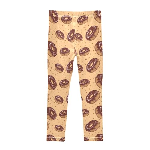 Chocolate Doughnut Girls Leggings,Workout Leggings for Girls Toddler Athletic Leggings Size for 3-10T2