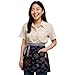 Lumi Rangko Korean Hanbok-Inspired Short Waist Apron with 3 Pockets, Navy Blue Jacquard Fabric, Lightweight Café & Art Studio Half Apron, Fashionable Utility Apron for Men & Women (silver)