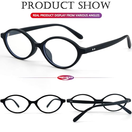 Image of AIEYEZO Small Oval Blue Light Glasses for Women Fashion Retro TR90 Oval Frames Computer Screen Glasses (Matte Black)
