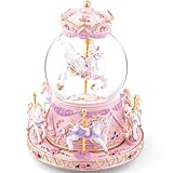 Magical Unicorn Snow Globe with “Somewhere Over the Rainbow” Music, Rotating Carousel Music Box, LED Lights & Glitter Snow, Perfect Birthday, Xmas, Valentine’s Gift, for Girls, Kids & Unicorn Lovers